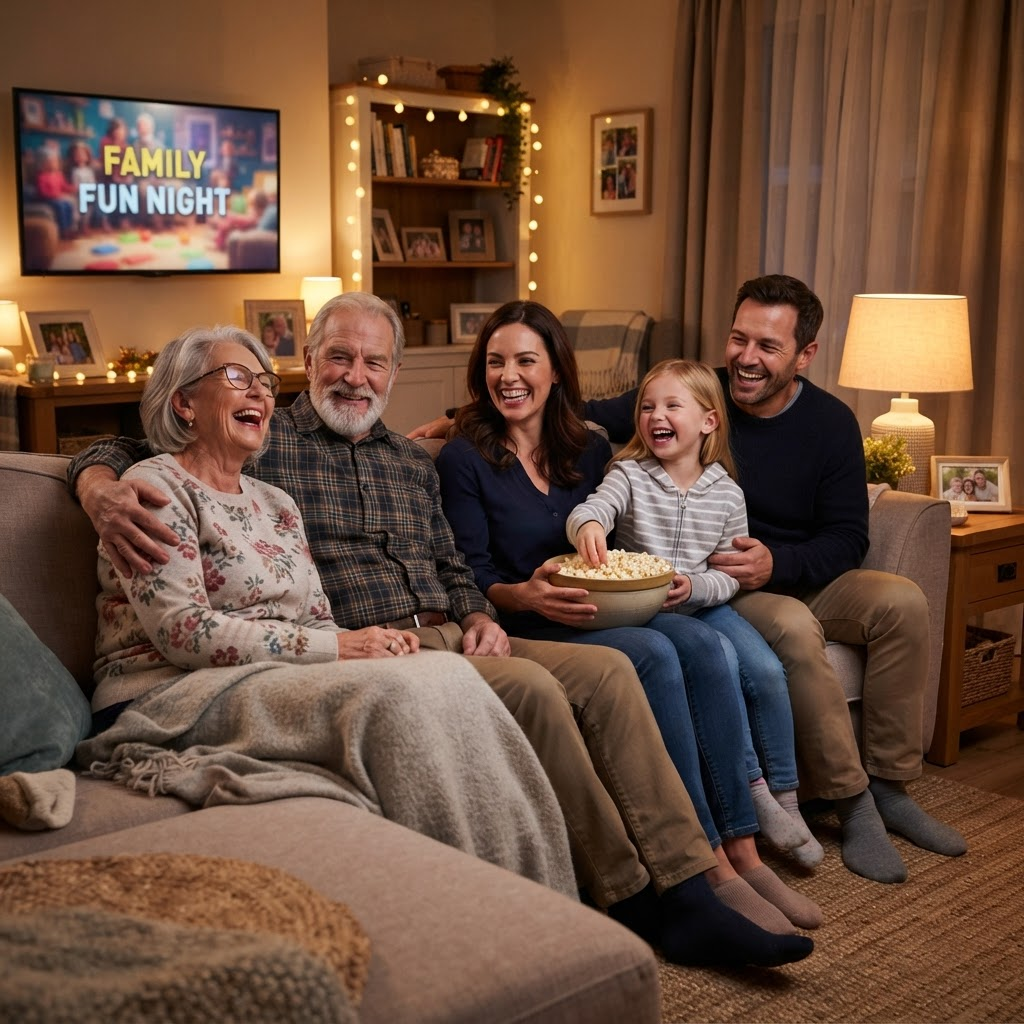 Familie genießt German IPTV gemeinsam